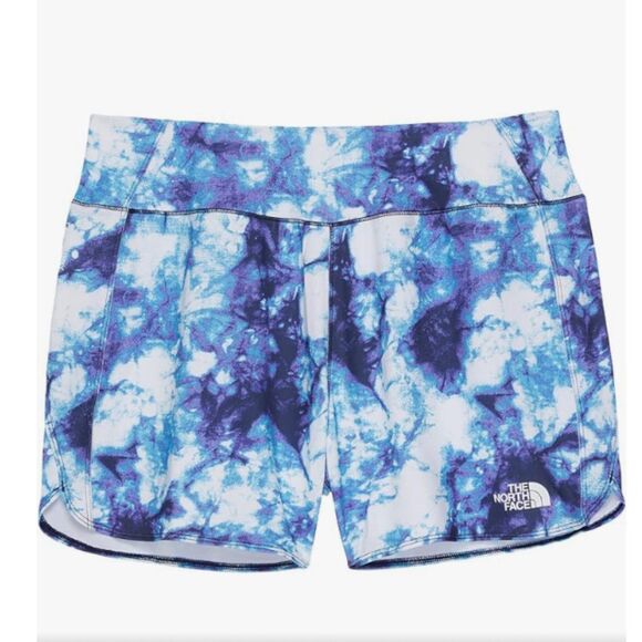 The North Face Girls Medium Printed Activewear Knit Class V Shorts Blue & Purple - Picture 5 of 11